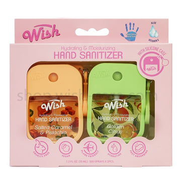 2 Pack Hand Sanitizer Gift Box, 1.2 oz Each, Golden Citrus / Salted Caramel