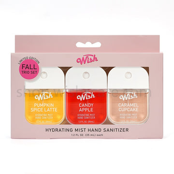 3 Pack Fall Hand Sanitizer Gift Box, 1.2 oz Each, Candy Apple / Caramel Cupcake / Pumpkin Spice Latte