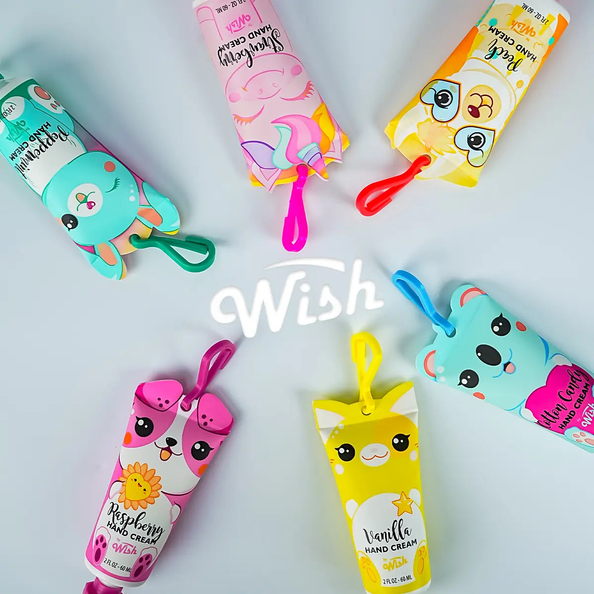 Cotton Candy / Peach / Peppermint / Raspberry / Strawberry / Vanilla Hand Cream, 6 x 2 oz