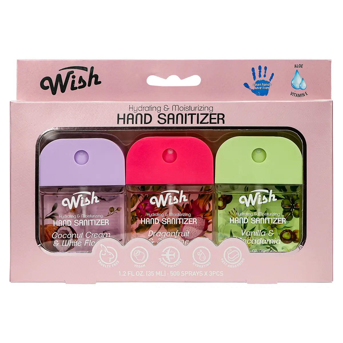 3 Pack Hand Sanitizer Gift Box, 1.2 oz Each, Coconut Cream / Dragonfruit / Vanilla
