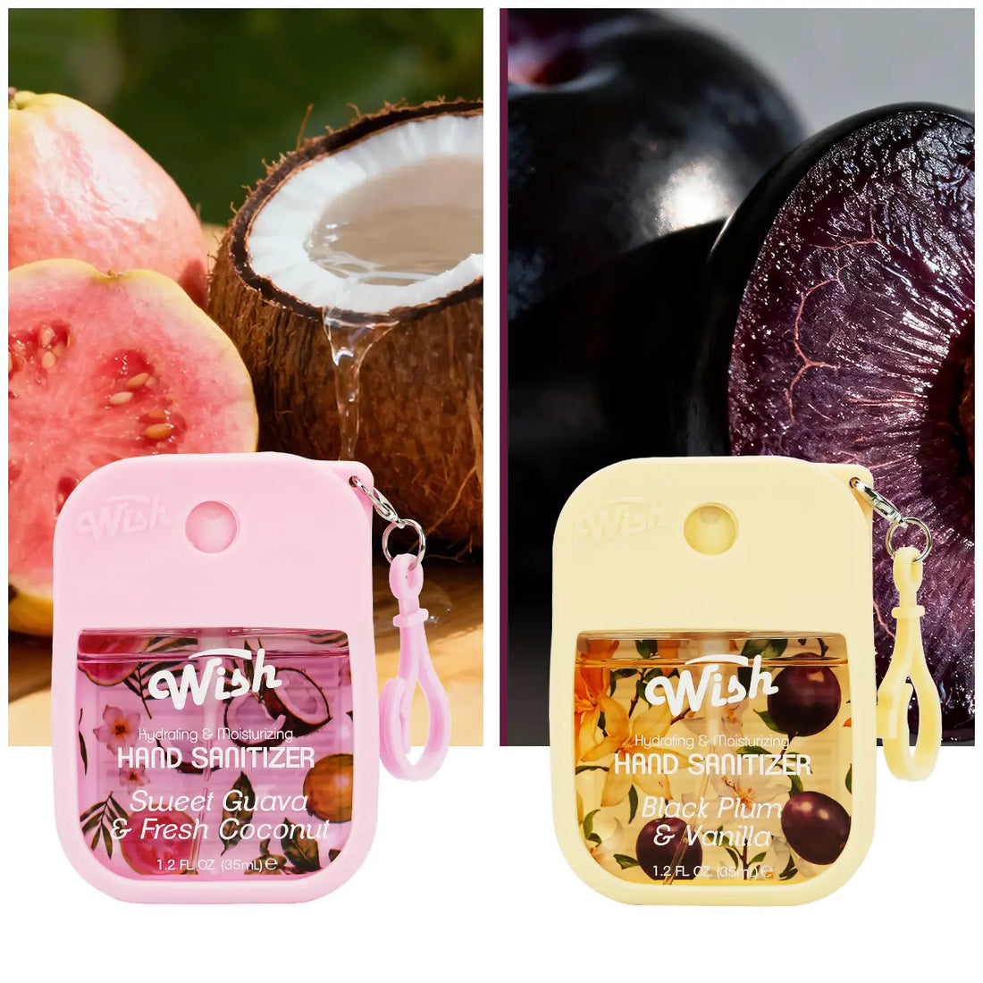2 Pack Hand Sanitizer Gift Box, 1.2 oz Each, Black Plum / Sweet Guava