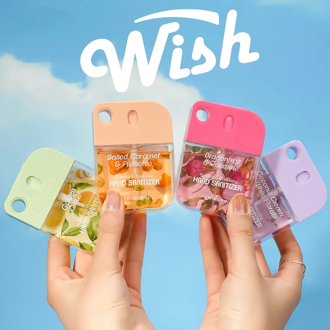 Coconut Cream / Golden Citrus / Dragonfruit / Salted Caramel Hand Sanitizer Bundle, 4 x 1.2 oz