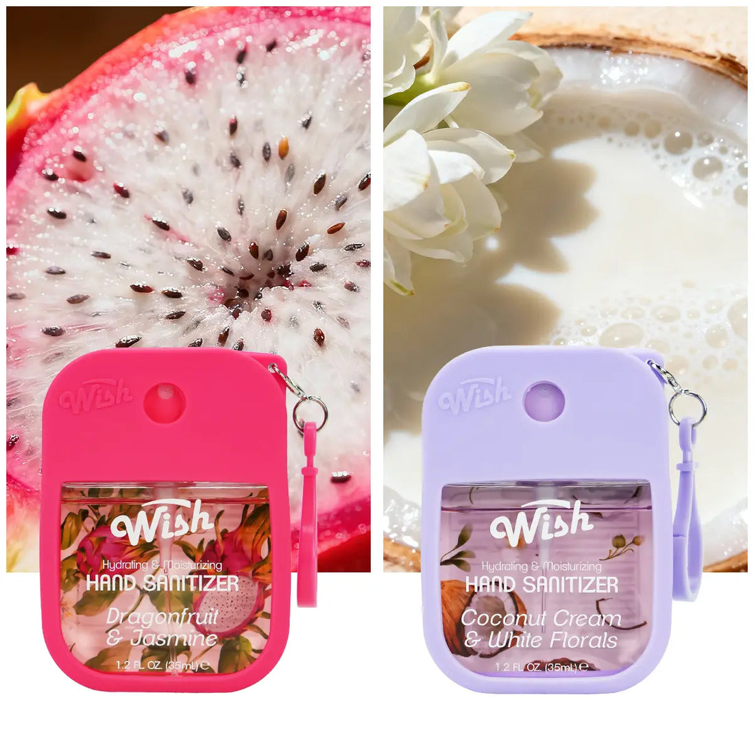 2 Pack Hand Sanitizer Gift Box, 1.2 oz Each, Coconut Cream / Dragonfruit