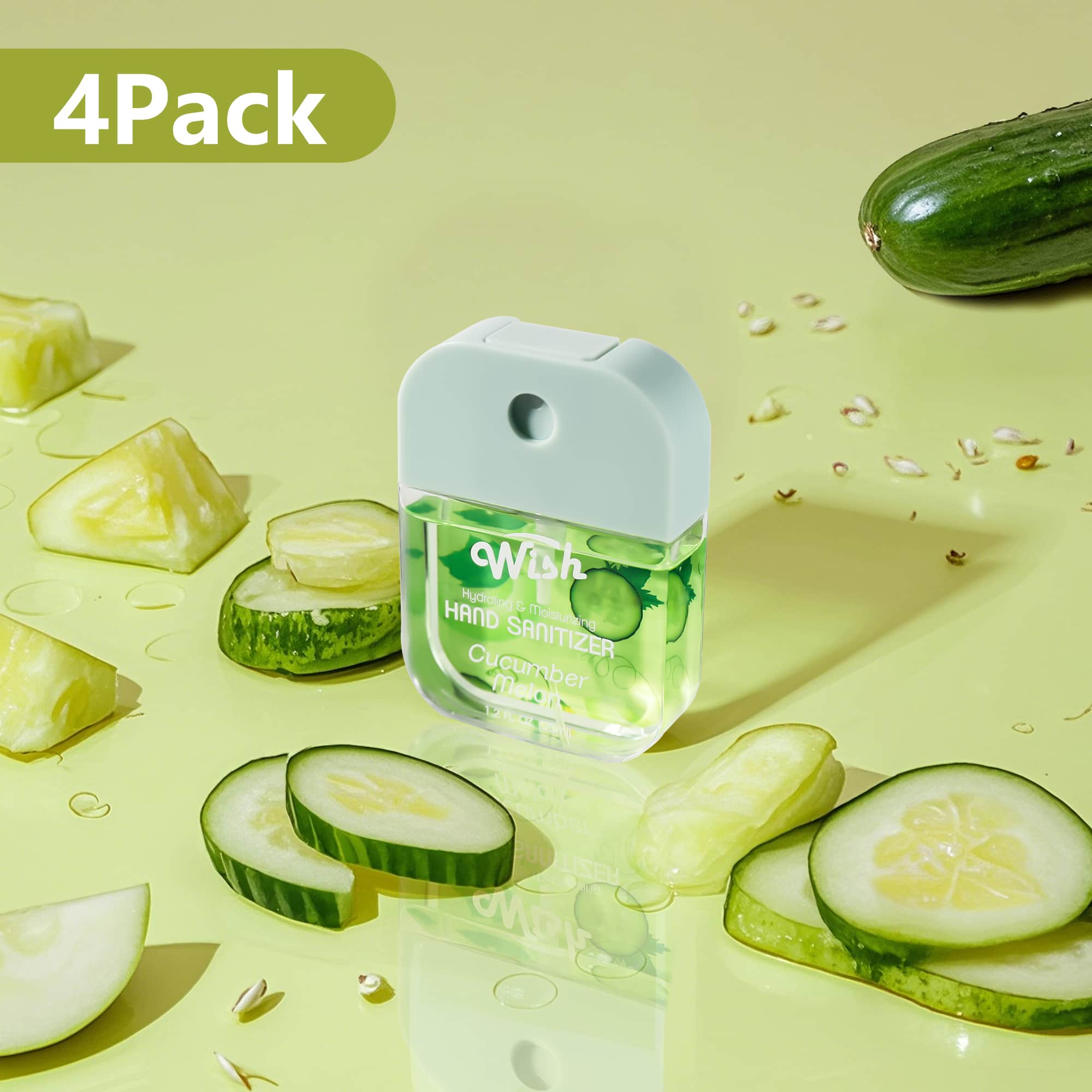 Cucumber Melon 1.2oz Hand Sanitizer | Cool & Hydrating | WishCare