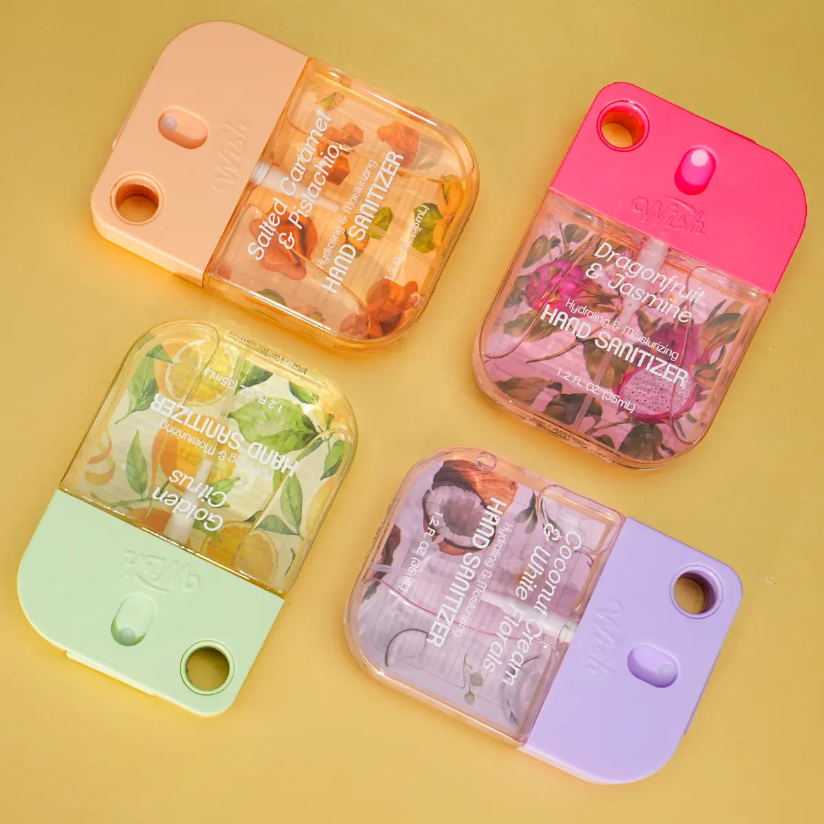 Coconut Cream / Golden Citrus / Dragonfruit / Salted Caramel Hand Sanitizer Bundle, 4 x 1.2 oz