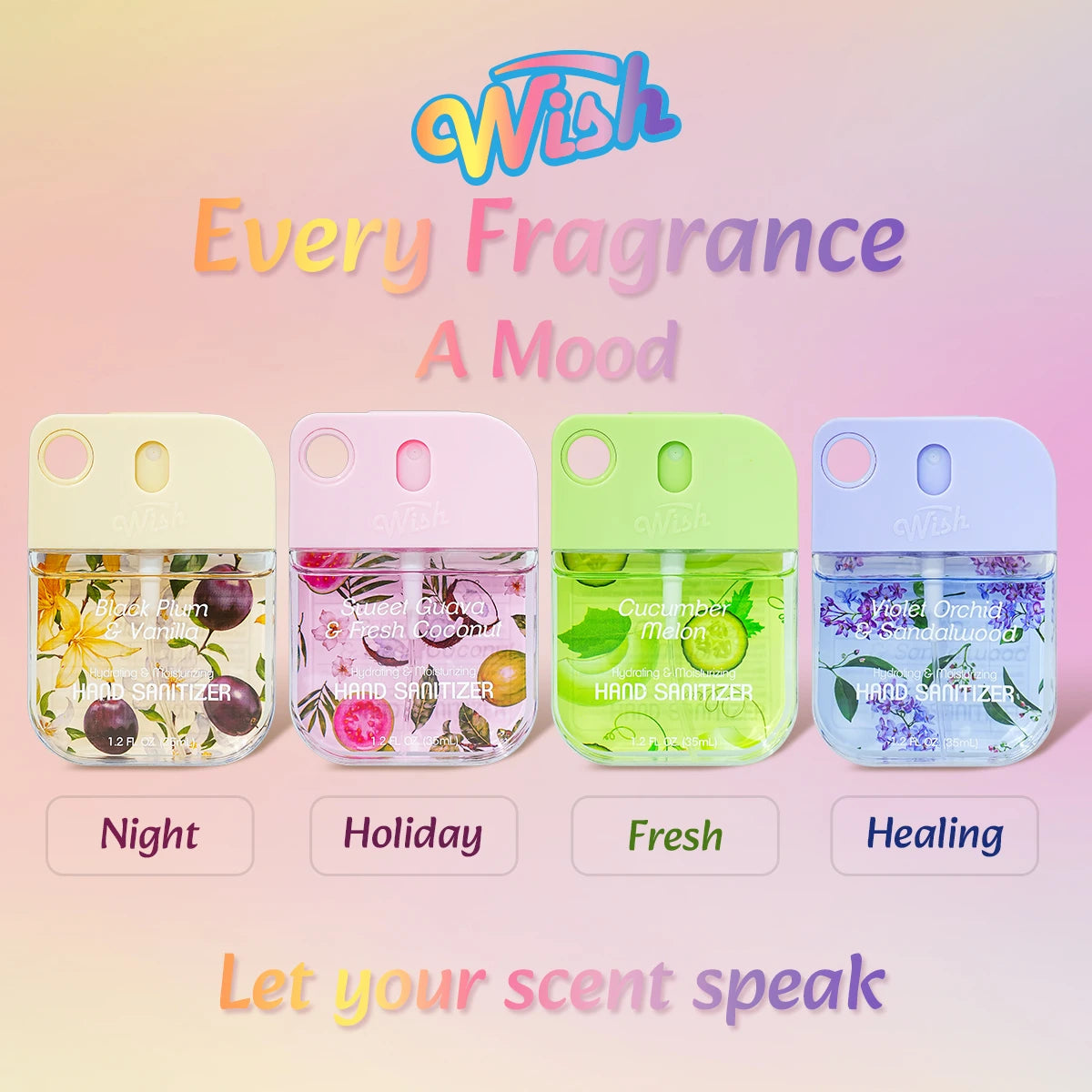 Wish 4 Scents 1.2 OZ HAND SANITIZER SPRAY | Portable Disinfection