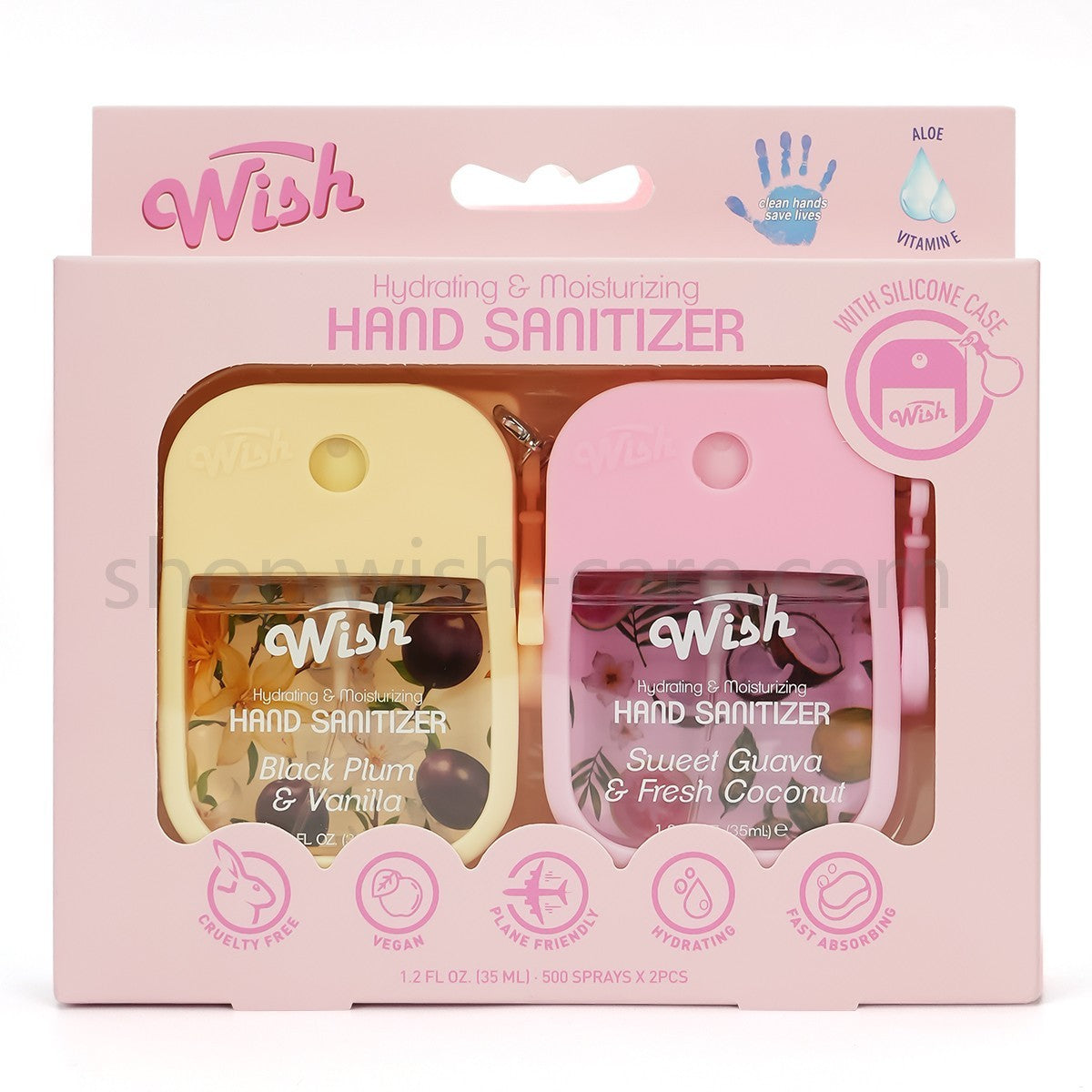2 Pack Hand Sanitizer Gift Box, 1.2 oz Each, Black Plum / Sweet Guava