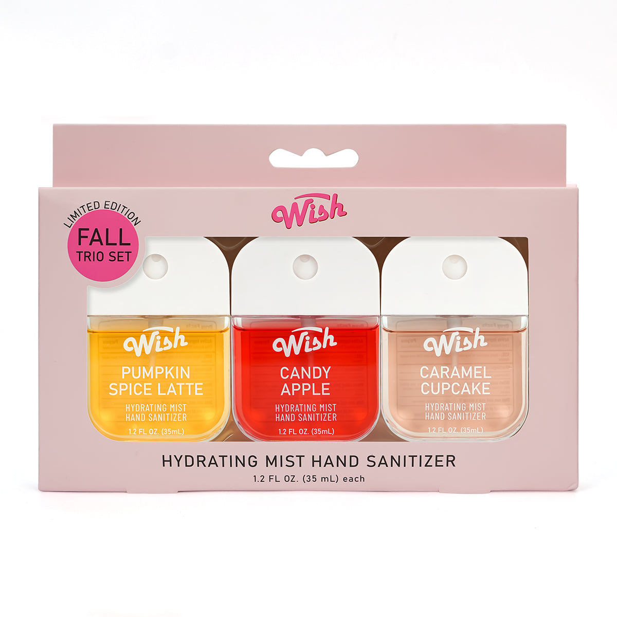 3 Pack Fall Hand Sanitizer Gift Box, 1.2 oz Each, Candy Apple / Caramel Cupcake / Pumpkin Spice Latte