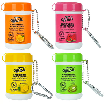Sanitizing Hand Wipes 20CT, Fresh Kiwi / Sweet Watermelon / Tangy Orange / Zesty Lemon