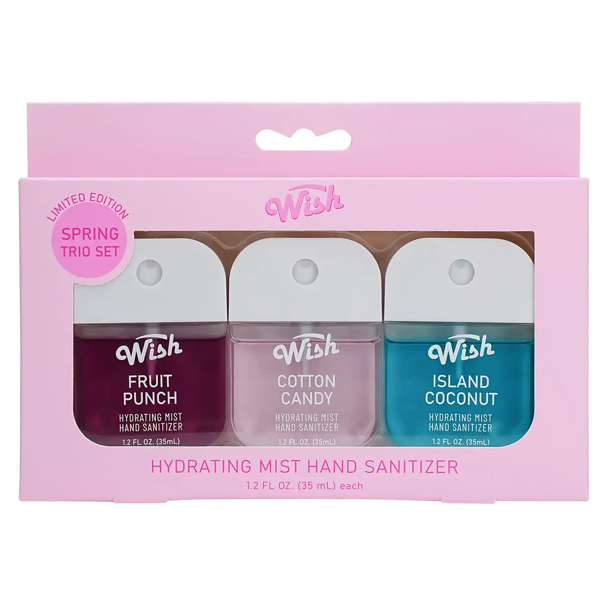 3 Pack Spring Hand Sanitizer Gift Box, 1.2 oz Each, Cotton Candy / Fruit Punch / Island Coconut